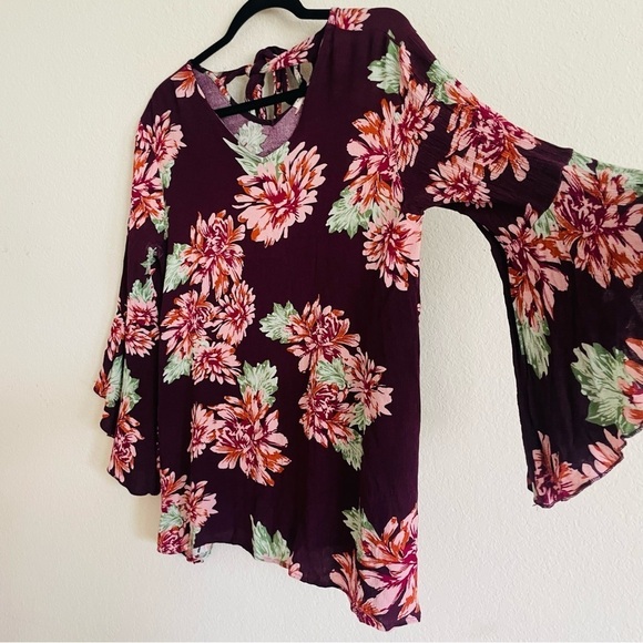 Southern Stitch woman’s boho long sleeve blouse top size S floral gauzy flowy - Picture 2 of 9